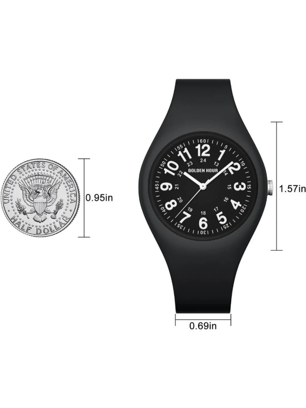 Waterproof Sports Analog Watch for Nurses & Students - Military Time, Glow Dial